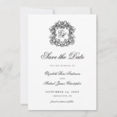   Crest Monogram Huwelijksfoto Save The Date (Voorkant)