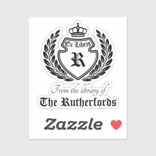 Crest Monogram Kroonkrans Ex Libris Sticker (Vel)