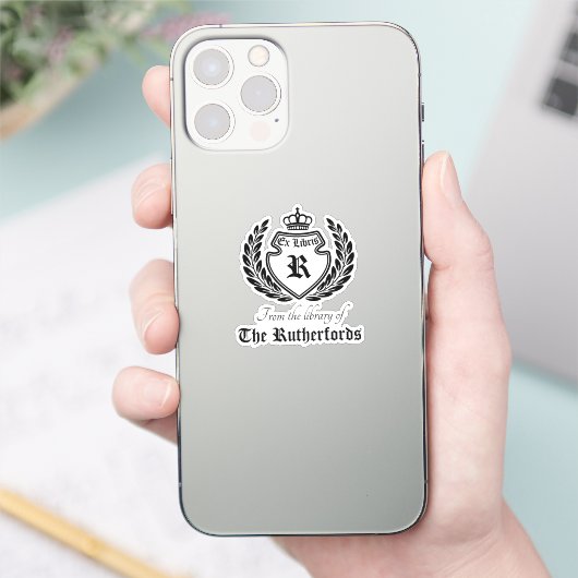 Crest Monogram Kroonkrans Ex Libris Sticker (Telefoon)