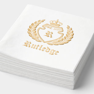  Crest Monogram Kroonkrans vastgesteld Folie Servetten