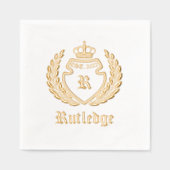 Crest Monogram Kroonkrans vastgesteld Folie Servetten (Voorkant)