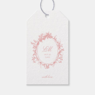 Crest Monogram Roze Chinoiserie Trouwlogo Cadeaulabel