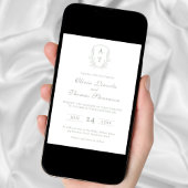 Crest Monogram Sage Green Wedding Invitation Kaart