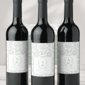 Crest Monogram Sage Groene Bruiloft Wijn Etiket