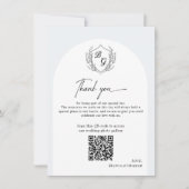 Crest Monogram wedding QR-code photo album Bedankkaart (Voorkant)