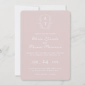 Crest Monogramme rose pâle Faire-part de mariage (Devant)