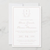 Crest Monogramme rose pâle Faire-part de mariage (Devant)