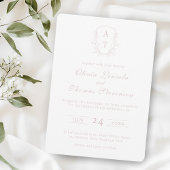 Crest Monogramme rose pâle Faire-part de mariage