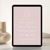 Crest Monogramme rose pâle Faire-part de mariage