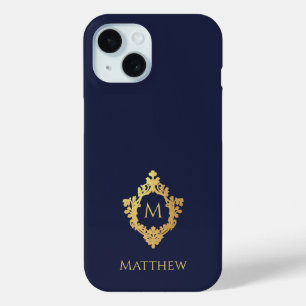 Crest Navy Blauw Gouden Monogram Naam Vintage