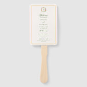 Crest Palm Tree Monogram Tropisch Huwelijk Program Handwaaier (Voorkant)