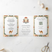 Crest Royal Camel Indiase Hindoe bruiloft Drieluik Uitnodiging (Binnen)