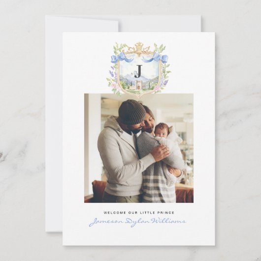 Crest Royal | Élégant Faire-part de naissance phot (Devant)