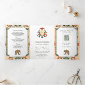 Crest Royal Elephant Indiase Hindoe bruiloft Drieluik Uitnodiging (Binnen)