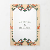 Crest Royal Elephant Indiase Hindoe bruiloft Drieluik Uitnodiging (Cover)