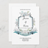 Crest Swan Wedding Uitnodiging (Voorkant / Achterkant)