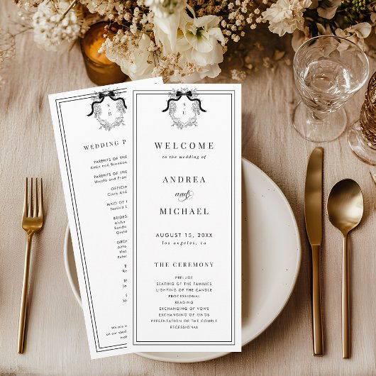 Crest Victoriaans Franse Bow Formele bruiloft Programma