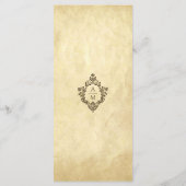 Crest Wedding Monogram  perkament Victoriaans Menu (Achterkant)