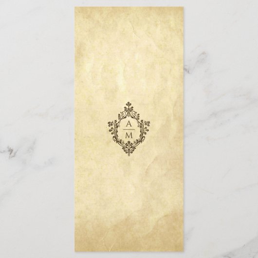 Crest Wedding Monogram perkament Victoriaans Menu (Achterkant)