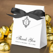 Crest Wedding Monogram Zwart en Wit Dank u Bedankdoosjes