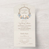 Crest Western Land Boheemse Bloemen Bruiloft All In One Uitnodiging (Binnen)