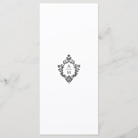 Crest zwart-wit bruiloft Monogram  Menu (Achterkant)