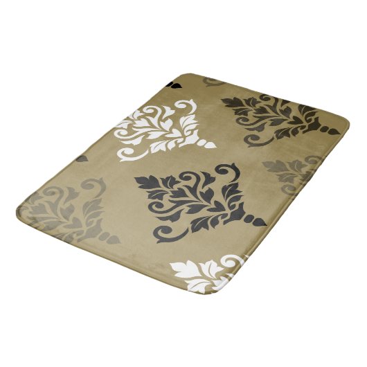 Cresta Damask Art I Zwart Wit Bronzen Goud Badmat (Gekanteld)
