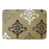 Cresta Damask Art I Zwart Wit Bronzen Goud Badmat (Voorkant)