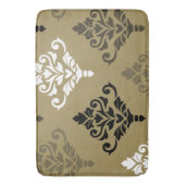 Cresta Damask Art I Zwart Wit Bronzen Goud Badmat (Voorkant Verticaal)