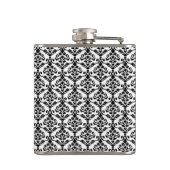 Cresta Damask herstelt Patroonzwart op wit Heupfles (Achterkant)