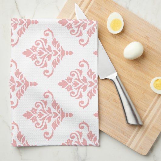 Cresta Damask Pattern (B) Roze Theedoek (Quarter Fold)