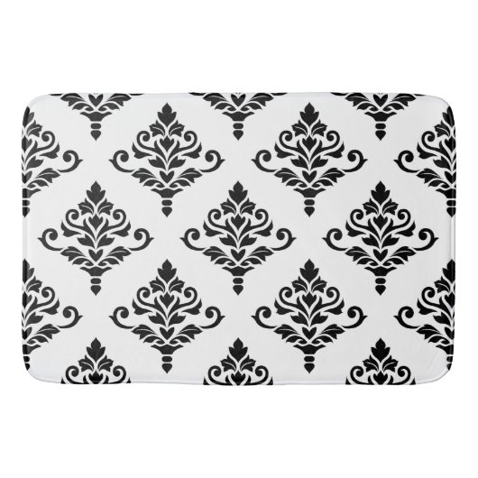 Cresta Damask Pattern (B) Zwart Badmat (Voorkant)