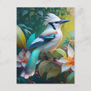 Crested Blauwgroen gevleugelde Jay Briefkaart