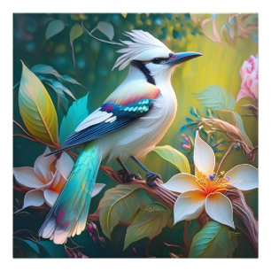 Crested Blauwgroen gevleugelde Jay Foto Afdruk