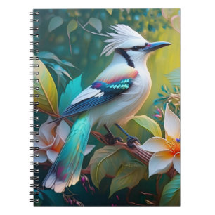 Crested Blauwgroen gevleugelde Jay Notitieboek