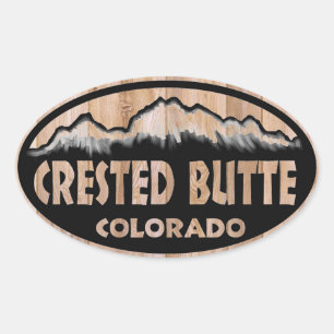 Crested Butte Colorado houten teken ovale stickers