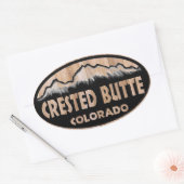 Crested Butte Colorado houten teken ovale stickers (Envelop)