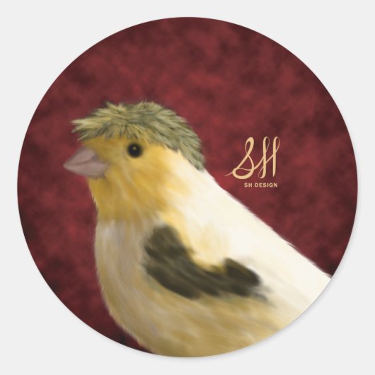 Crested Canary Ronde Sticker (Voorkant)