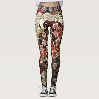 Crested Crane Blossom Leggings
