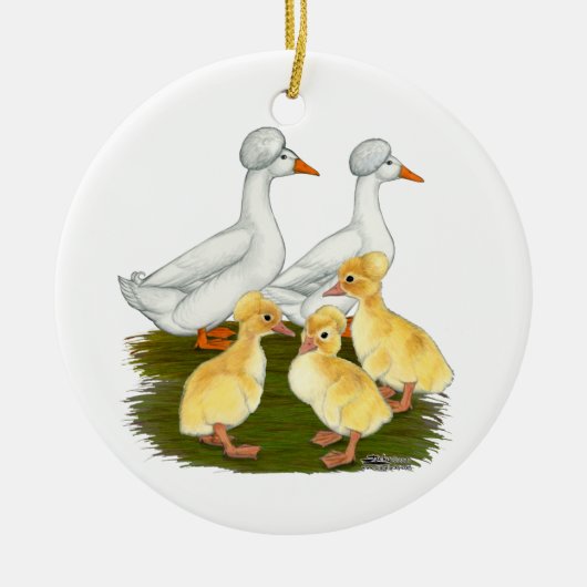 Crested Duck Family Keramisch Ornament (Voorkant)