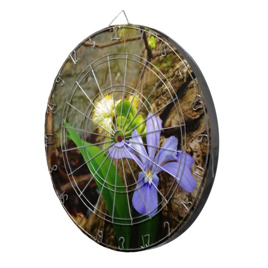 Crested Dwarf Iris blue paarse witte bloem Dartbord (Voorkant Rechts)