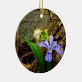 Crested Dwarf Iris blue paarse witte bloem Keramisch Ornament (Rechts)