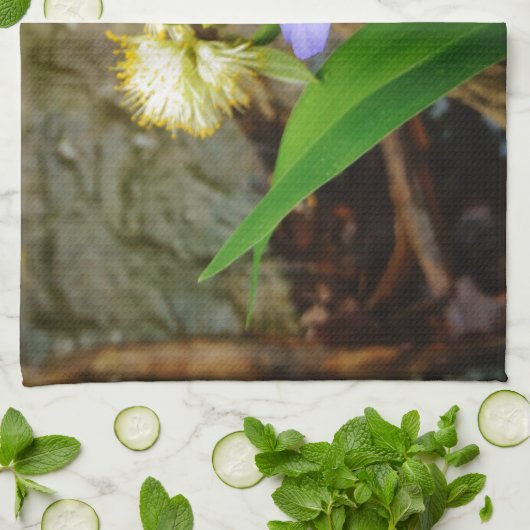 Crested Dwarf Iris blue paarse witte bloem Theedoek (Gevouwen)