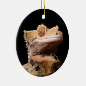 Crested Gecko Lizard op Black Ceramic Ornament (Rechts)