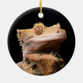 Crested Gecko Lizard op Black Ceramic Ornament (Achterkant)