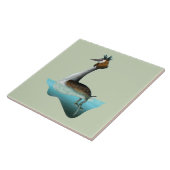 Crested Grebe Tegeltje (Zijkant)