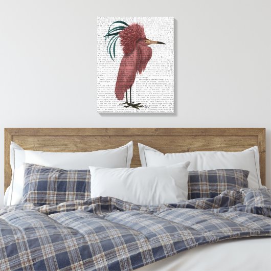 Crested Marsala Bird Canvas Afdruk (Insitu (Slaapkamer))
