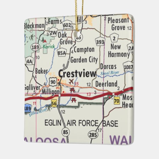 Crestview Florida Map Keramisch Ornament (Links)