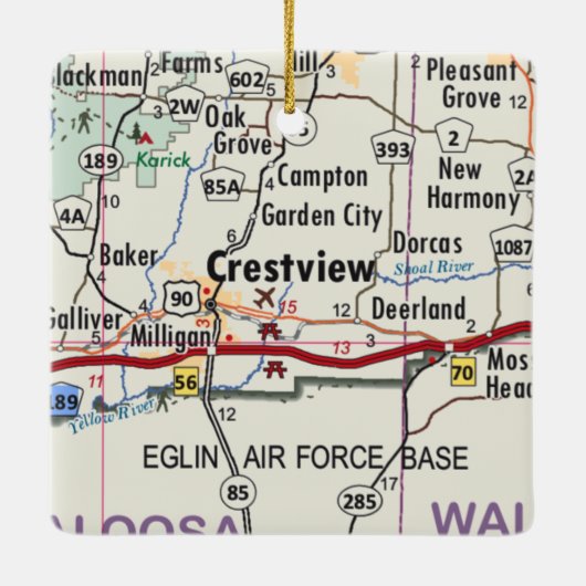 Crestview Florida Map Keramisch Ornament (Achterkant)