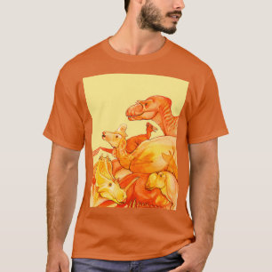 cretacous congregation oranje amp yellow dinosaur t-shirt